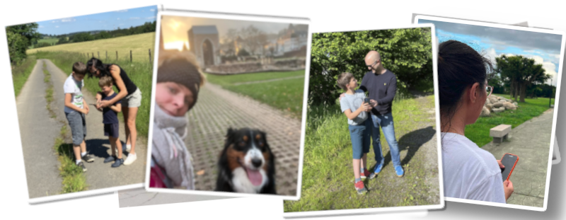 Spelers volop bezig met een onderzoek tijdens hun wandelingen in de buitenlucht